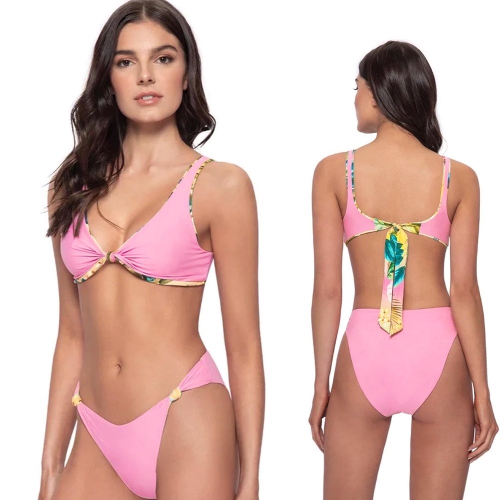 PQ SWIM Set - Tropical Reversible Drew Knot Top & Bottoms - S - Picture 11 of 17
